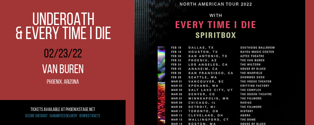 Underoath & Every Time I Die at Van Buren tickets Underoath & Every Time I Die at Van Buren
